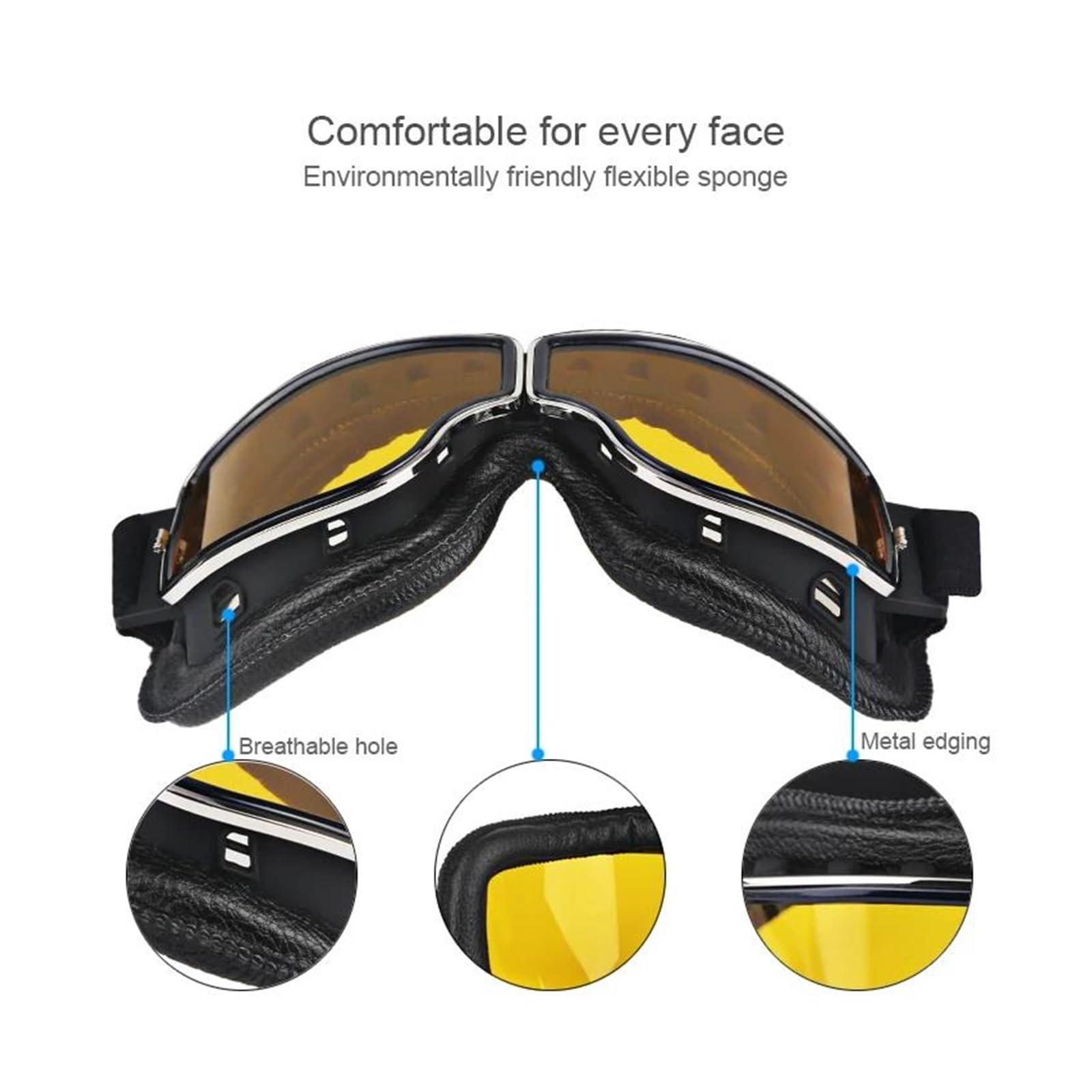 Gafas de cuero para motocicleta, gafas para carreras de motocross(Grey Lenses 2)