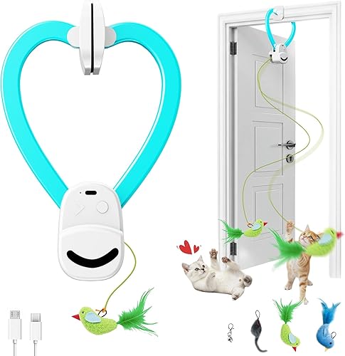 Juguetes interactivos para gatos de interior, juguete eléctrico automático de plumas de pájaro volador, el mejor juguete de enriquecimiento para