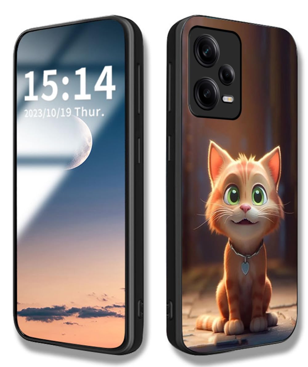 WBWONE Cover per Xiaomi Redmi Note 12 Pro 5G, Slim Modello di Gatto Carino Custodia, Bordo in TPU Bumper in Silicone Protettiva Case - Gatto arancione