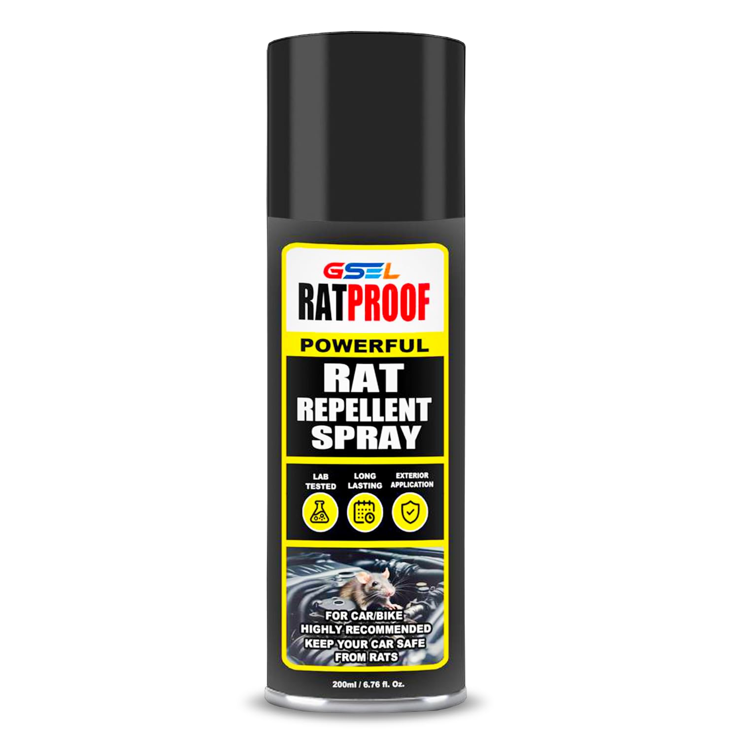 GSEL Enterprises RatProof Rodent Repellent Spray – Powerful Car & Bike Engine Protection, Prevents Wire Damage, Long-Lasting Exterior Application, 200m-image-1