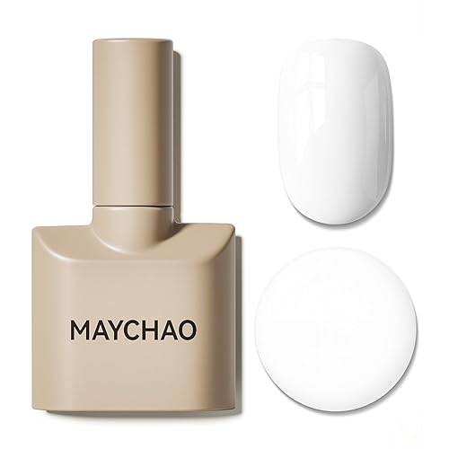 MAYCHAO Esmalte de uñas en gel de 0.5 fl oz, 1 unidad de esmalte de uñas blanco que se absorbe con luz UV LED, arte de uñas, salón de manicura para