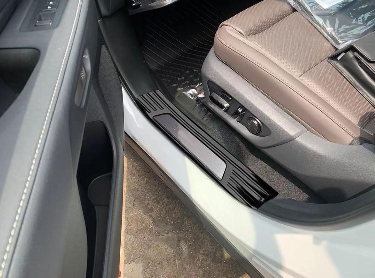 Entry Guards Cover Compatible with Toyota New Grand Highlander 2024 2025 2026 Inner Door Sills Anti-Dirty Scuff Plate Cover Interior Car Accessories Stainless Steel 4PC(Black Brushed Finish)