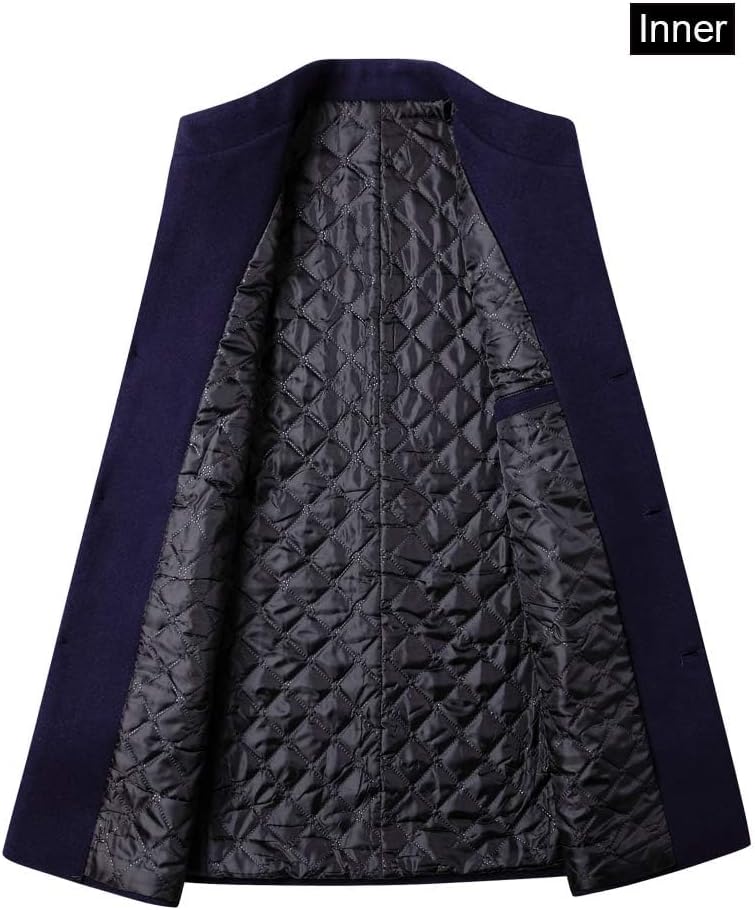 FTCayanz Men's Trench Coat Wool Blend Slim Fit Top Coat Single Breasted Business Overcoat - Image 4