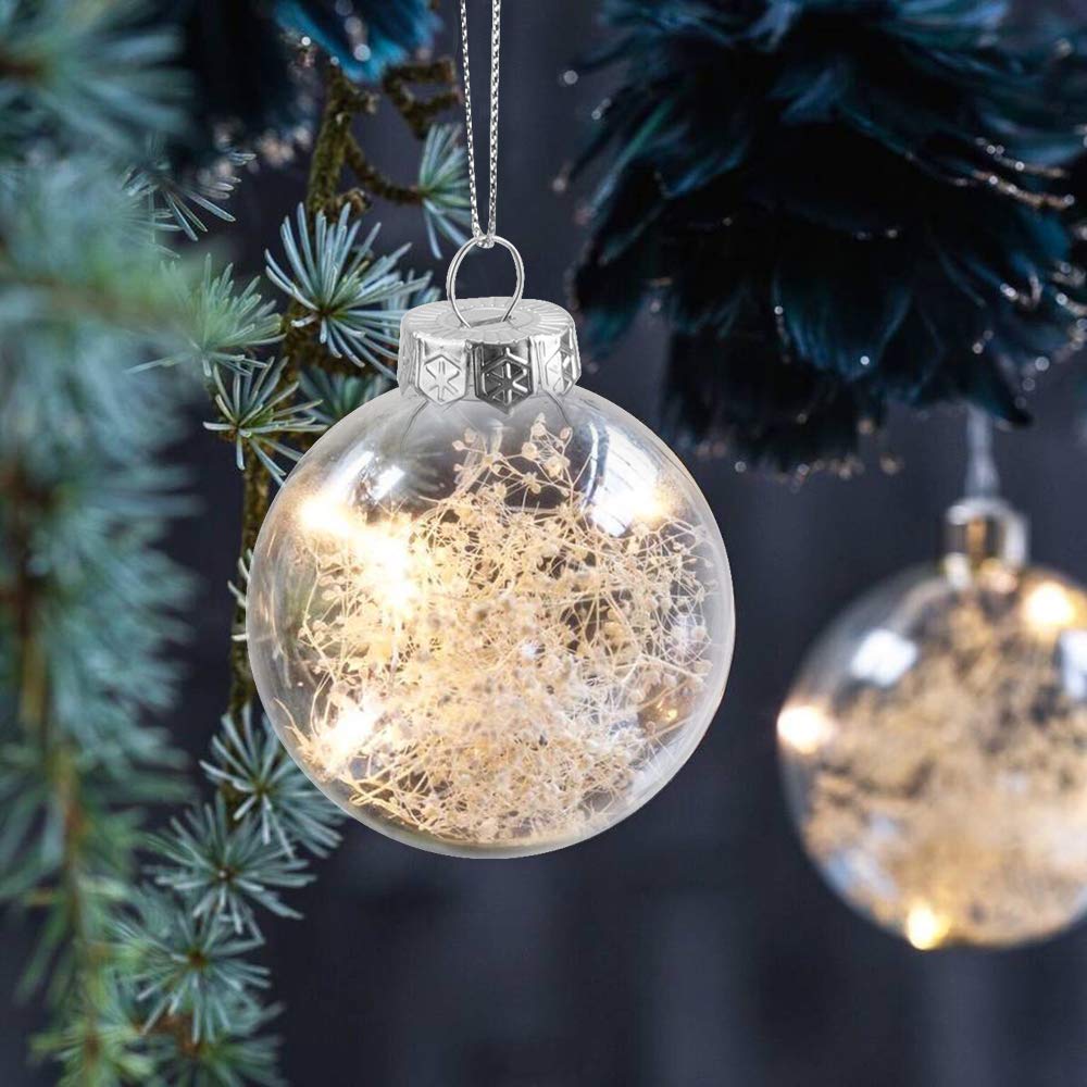 30 Palline Di Natale Trasparenti Fai-Da-Te – 6 Cm, In Plastica Apribile, Con Corda Per Appendere - 3