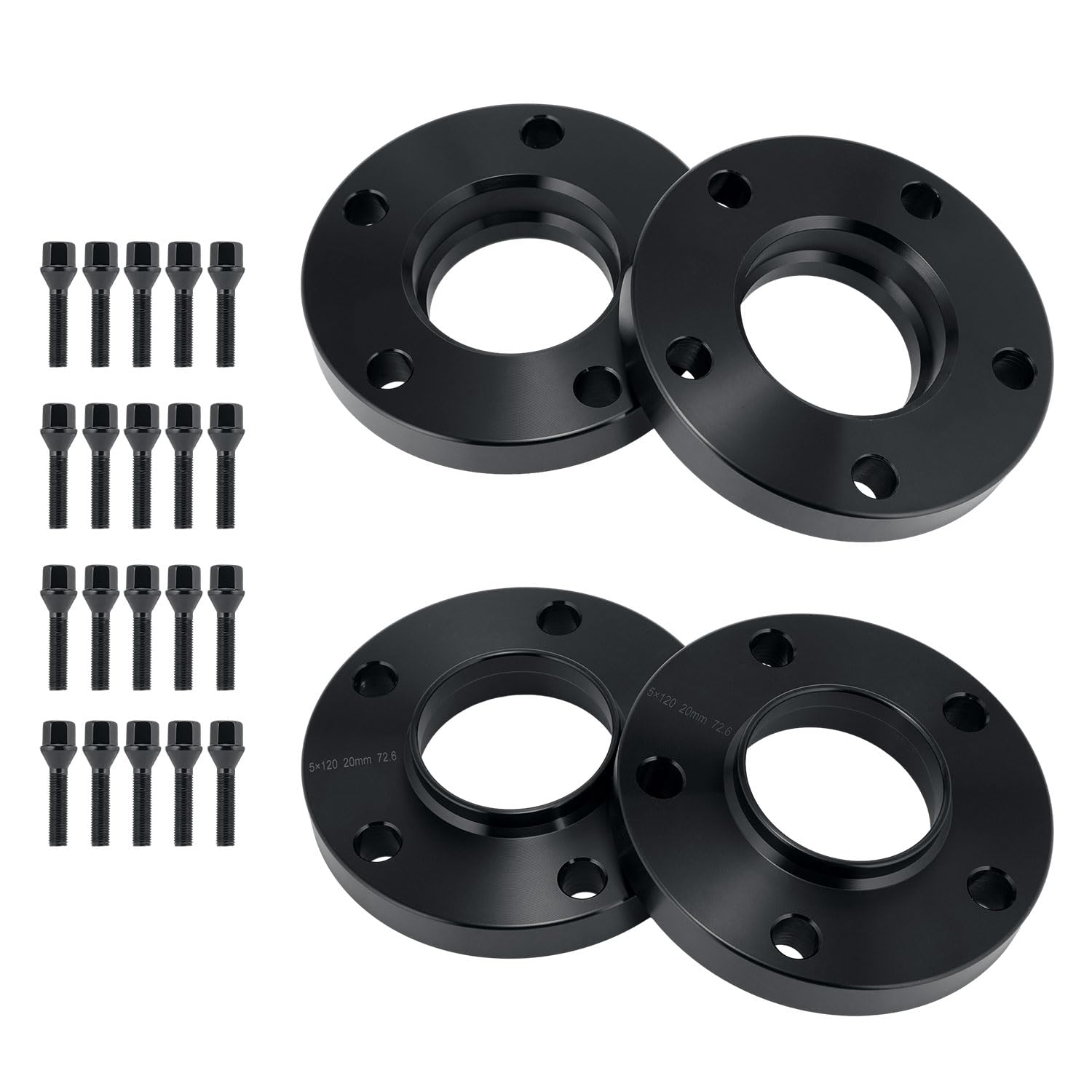 GEARMONSTER 4 distanziali 5 x 120 NLB: 72,6 15/20 mm con 20 viti per ruota M12 x 1,5 per BMW serie 3