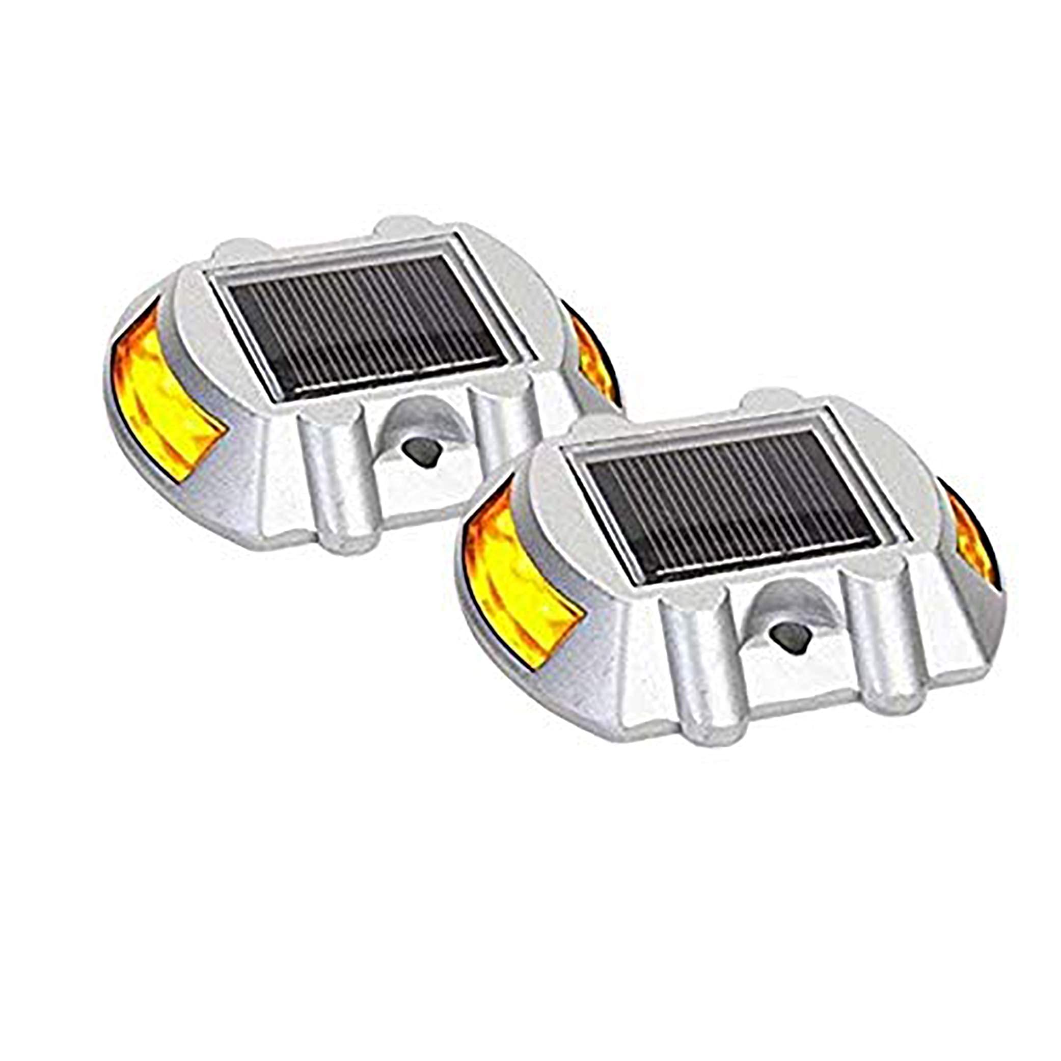 hardoll Solar Road Stud Light / Rechargeable 6 LED Lamp Waterproof Outdoor Lantern Step Pathway Lights for Security Driveway (Yellow Flashing, Pack of 2)(Metal)-image-39