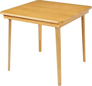 MECO Stakmore Classic Straight Edge Solid Wood Folding Card Table, Oak Frame