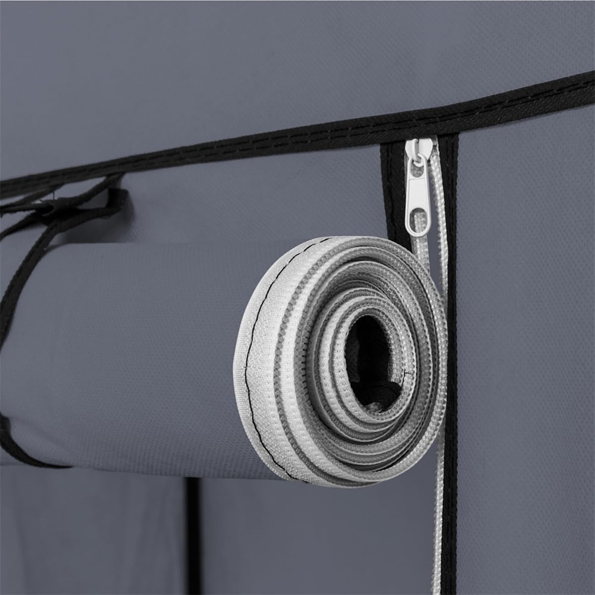 Portable Closet, Wardrobe with 12 Shelves, 2 Adjustable Hanging Rod and 4 Side Pockets, Dustproof Waterproof Cover, Space-Saving, Large Clothes Organizer for Apartments, Bedroom, Grey
