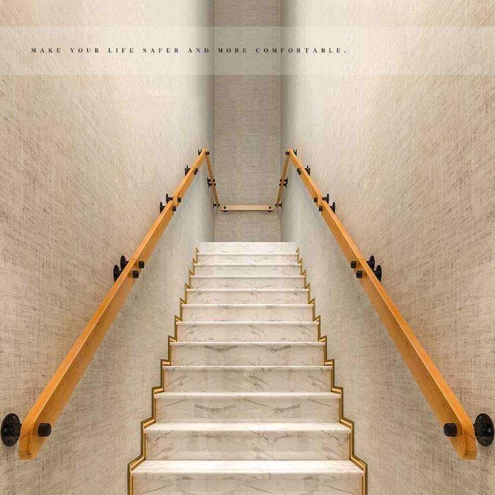 Non-Slip Staircase Handrail Wooden, for Elderly Kids Outdoor Indoor Stairs Steps Loft Hospital Access Corridor, Brown Against The Wall Railing (Size : 0.5m(1.6))