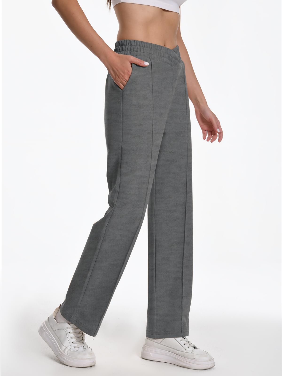 Damskie spodnie dresowe z kieszeniami, jednokolorowy dres treningowy V-crossover Baggy, elastyczna talia, spodnie do biegania w czasie wolnym, hip-hopowym, na siłownię i jogging