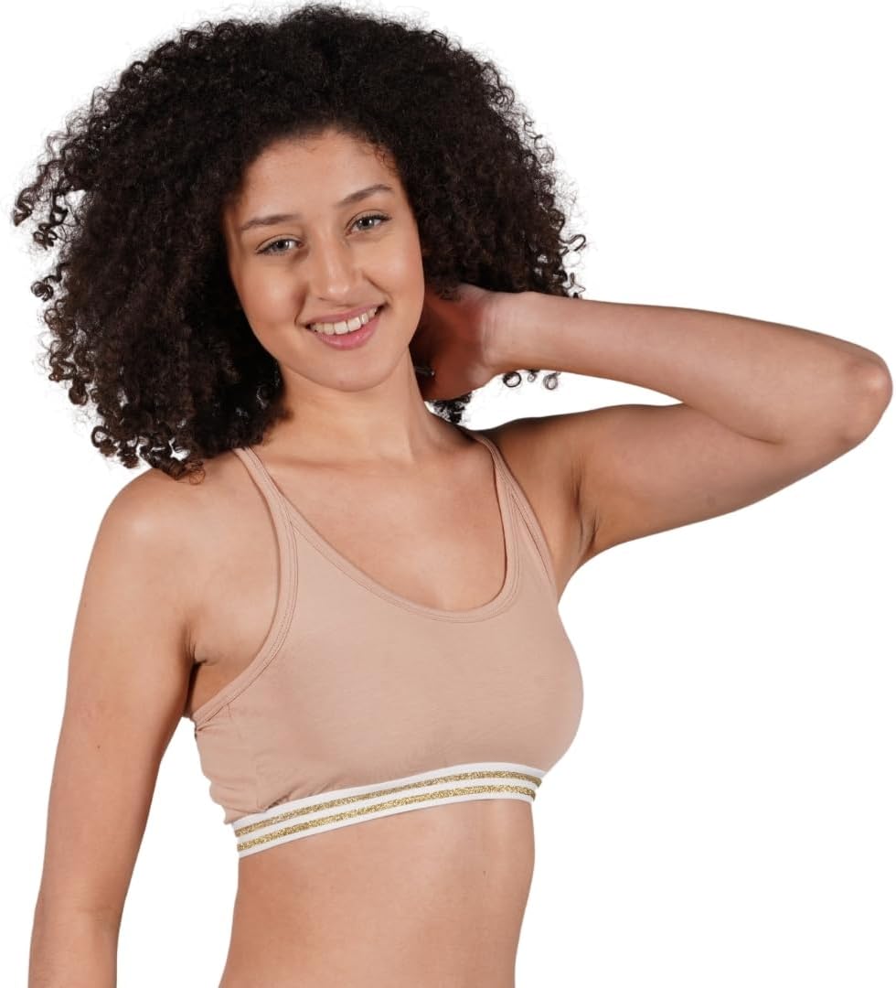 ORGANICKID Womens Organic Cotton Soft String Crop Top Bralette GOTS Certified Sports Bra - Image 4