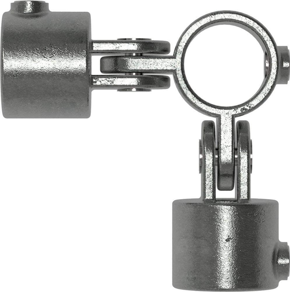 Fenau | Raccord de jonction/pièce de jonction, 90°, double, Ø 42.4 mm, raccord de tube, fonte malléable, galvanisé à chaud, vis incluses