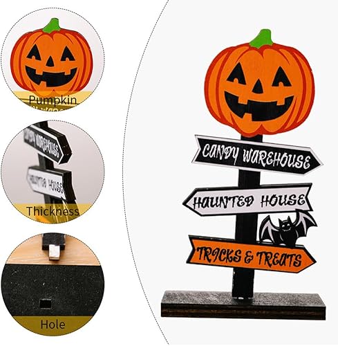 Miniatura 8 de 2 piezas de decoración de madera de Halloween para interiores, letrero de bandeja escalonada de Halloween con calabaza y fantasmas blancos, letreros
