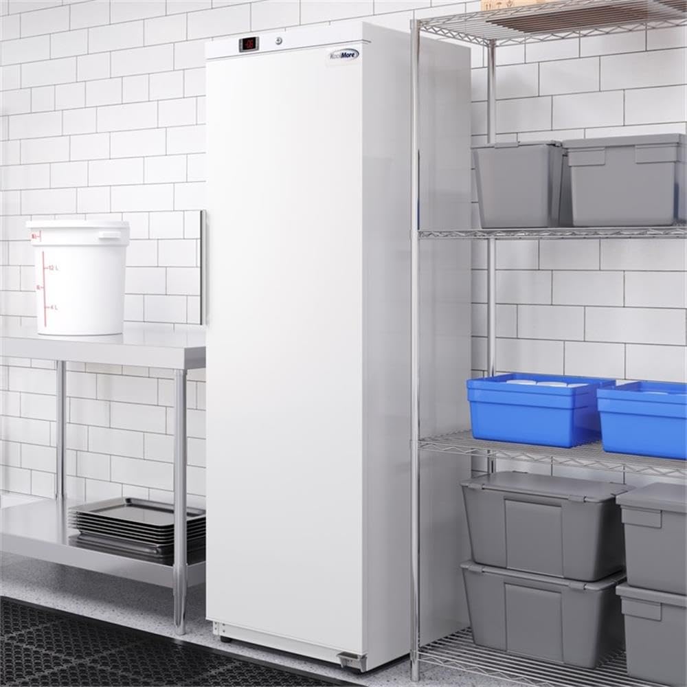 Pemberly Row 23" Commercial Auto-Defrost Reach-In Freezer, 12 Cu. Ft., Digital Temperature Control, Adjustable Shelves, Key Lock, Freestanding In White, Ideal For Kitchen Or Food Storage on Fridge.com - View 5