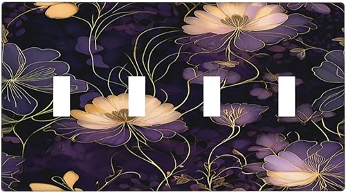 Miniatura 42 de Cubiertas de salida de textura abstracta moderna de mármol líquido Pintura abstracta púrpura Arte de pared Cubiertas de toma 1 banda Interruptor de