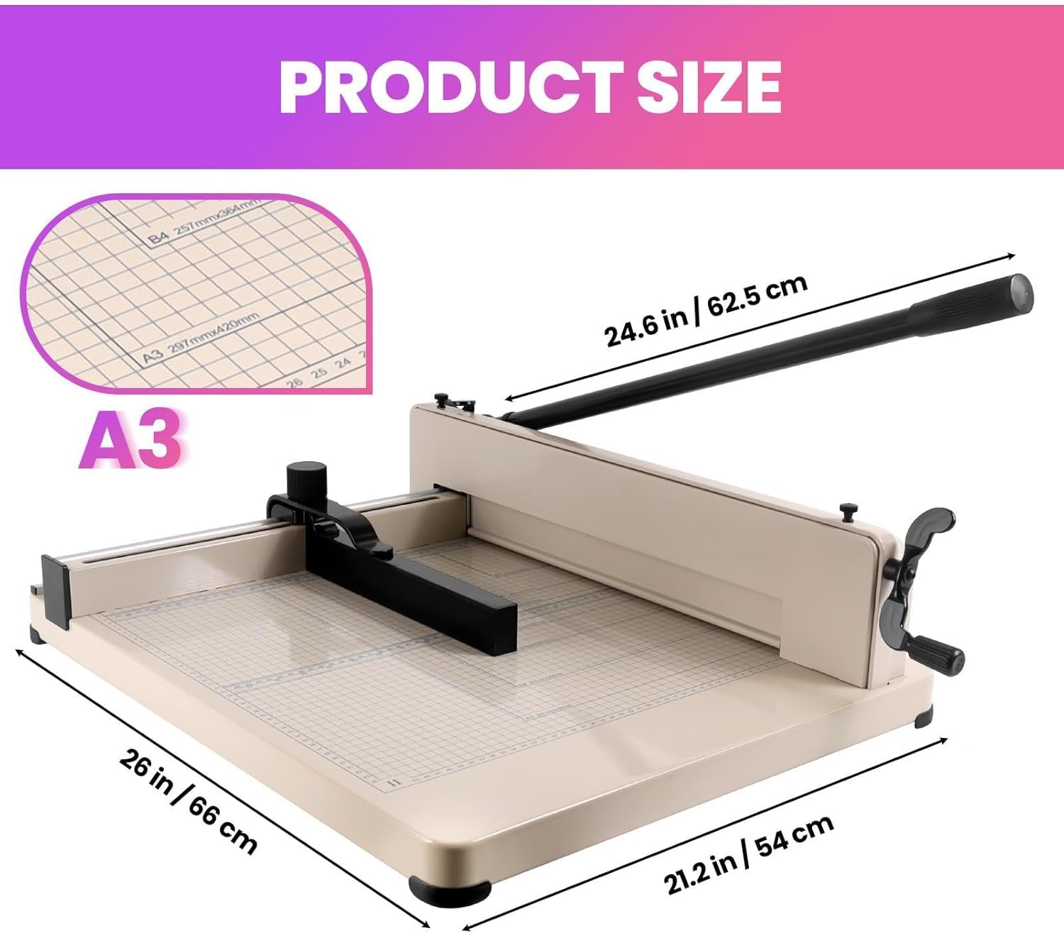 Taglierina per carta resistente, taglierina a lama in acciaio veloce, capacità di 400 fogli, blocco e copertura stabili, perfetto per ufficio, aula, artigianato