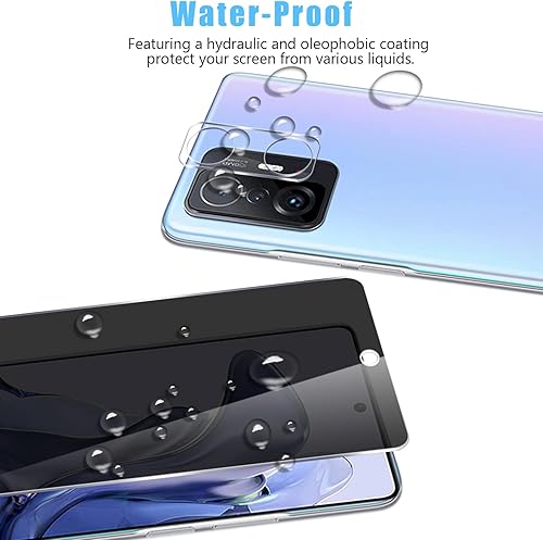 Miniatura 7 de Protector de pantalla de vidrio templado de privacidad para Xiaomi 11T 5G/11T Pro 5G (2+2) con protector de lente de cámara (2 paquetes), película