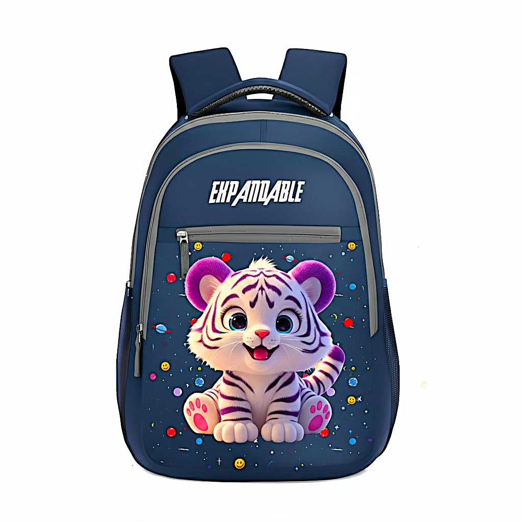 expandable Kids School Backpack – Lightweight Bookbag for Boys and Girls, Cute White Tiger Design, Durable Casual Daypack for Kindergarten, Preschool, and Travel-picture-44