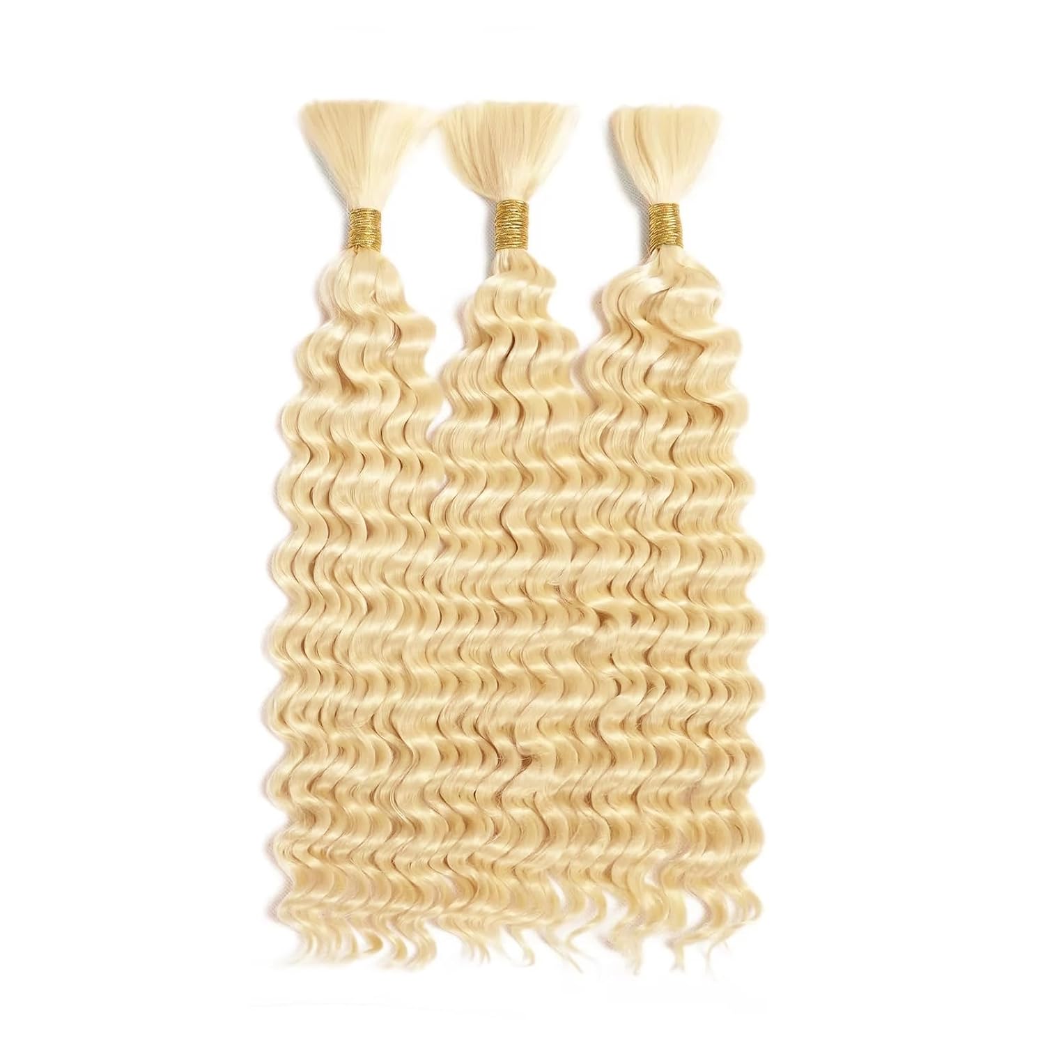16 16 16 inch 613 Blonde Human Braiding Hair Deep Wave Bulk Blonde Deep Curly Hair for Boho Braids 3 Bundles 613 Color for Women