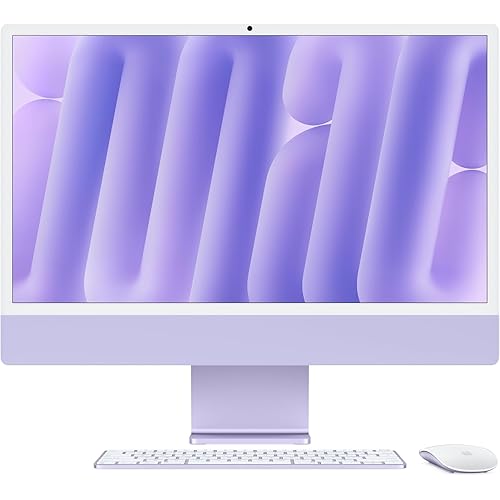 2024 Apple iMac with Apple M4 Chip with 10-core CPU and 10-core GPU (24-inch, 16GB, 256GB SSD Storage) Purple (Renewed)