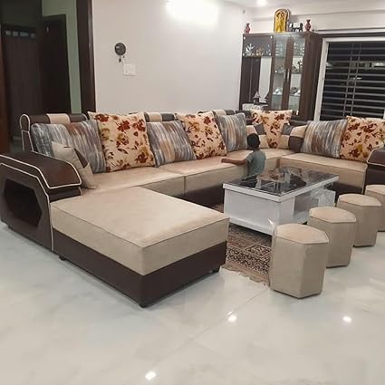Taxzek Brown sectional with 14 Seater Luxury Living Room Sofa Set - Sofa, Loveseat, Chaise Lounge, Sectional Couches, with Storage Armrest, Ottomans