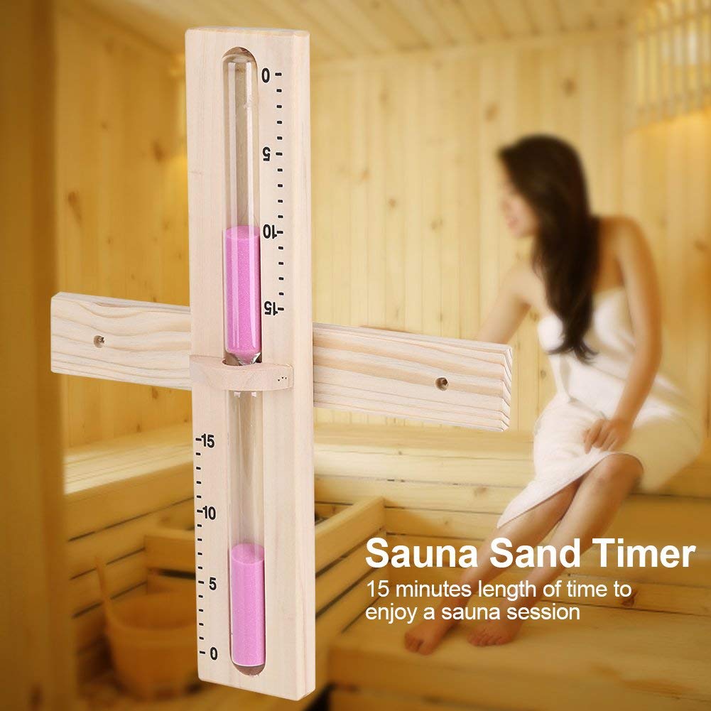 Sauna Accessories Set – 4L Hourglass Sand Timer, Wood Bucket & Ladle For Spa