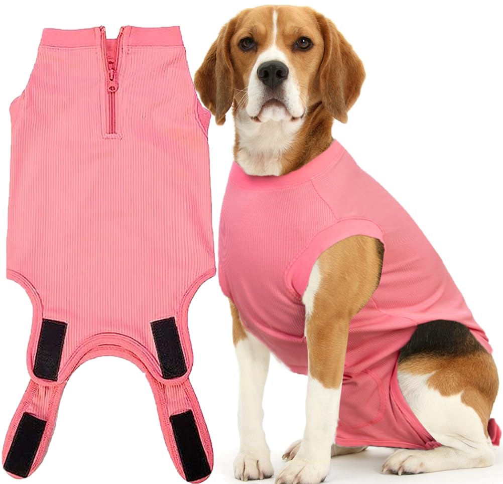 Wabdhaly Recovery Suit for Dogs,Dog Cone Alternative Zipper Surgery Suit Female Spay,Soft Dog Surgery Suit for Anti Licking,Breathable Surgical Suit