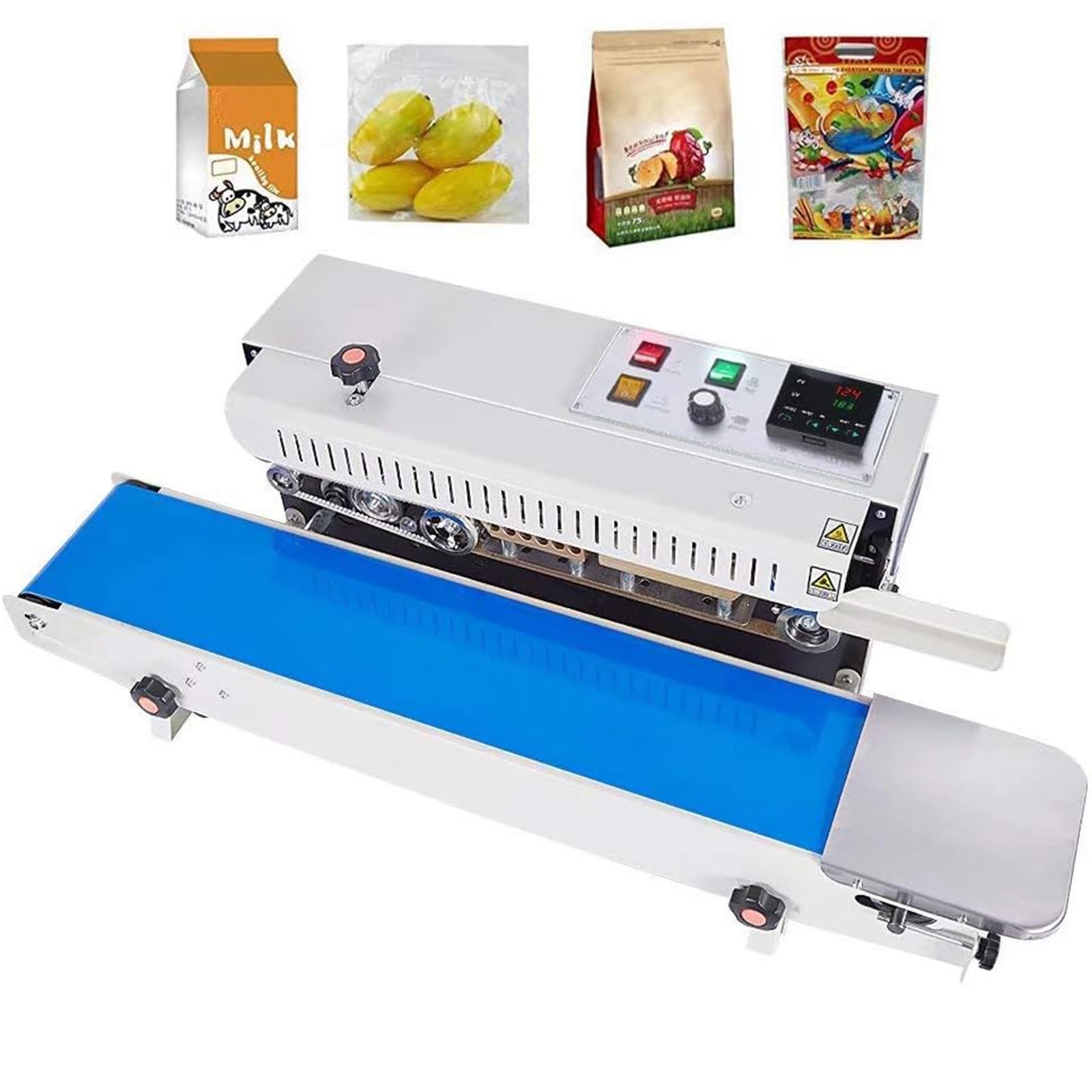 AYCDL Continuous Sealing Machine Automatic Horizontal Band Sealer with Digital Temperature Control, for Food Sealing Plastic Bag Aluminum Foil Bags