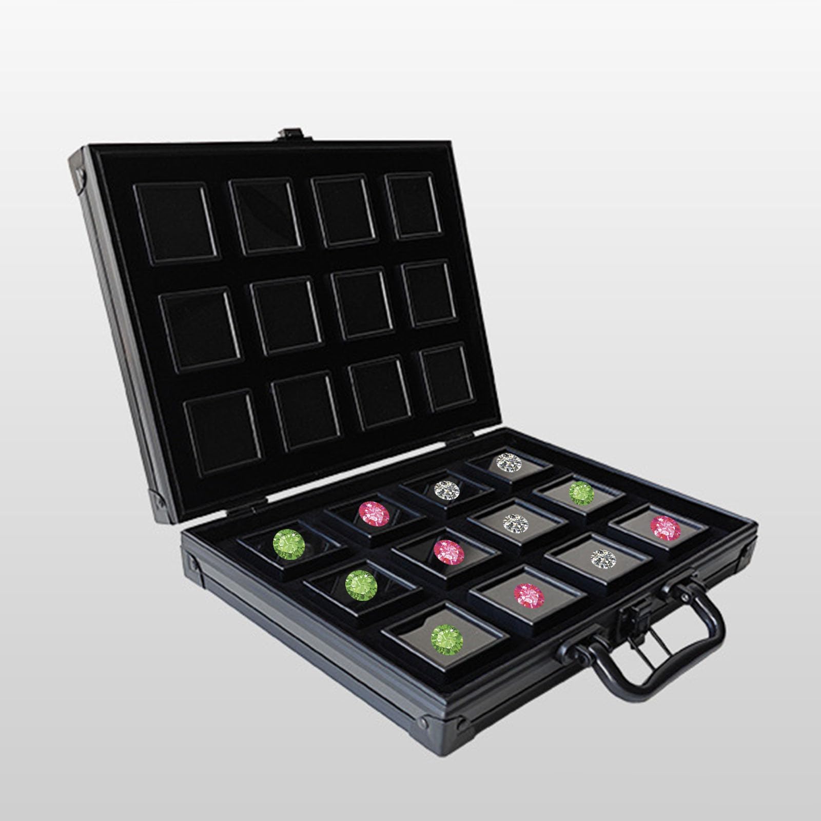 Caja de almacenamiento de joyería de aleación de aluminio resistente con cerradura para almacenamiento seguro y fácil transporte de piedras preciosas Organización Vitrina segura de joyería