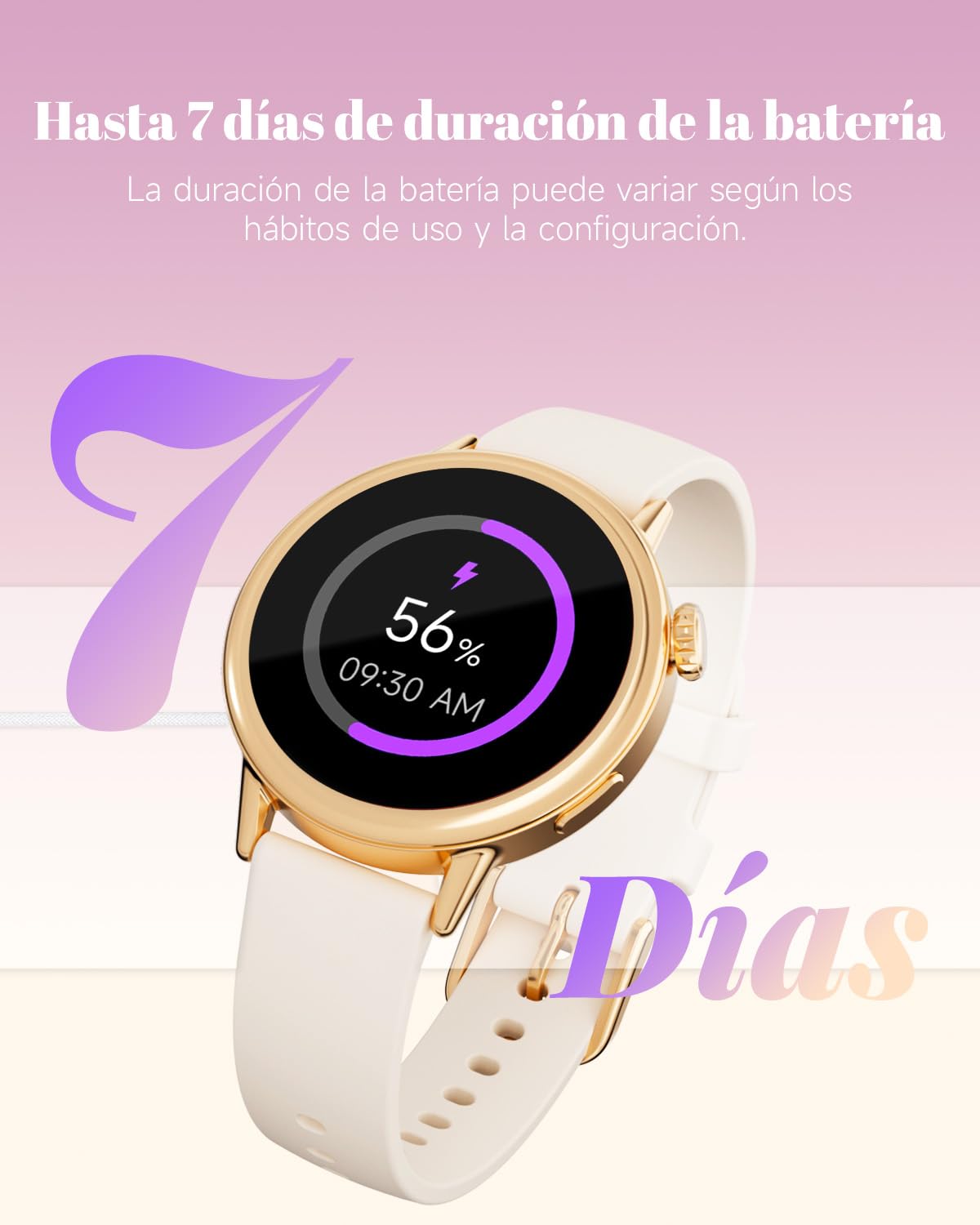 TOOBUR Reloj Inteligente Mujer Pequeño, Pantalla AMOLED de 37 mm, Reloj Deportivo con Contador de Pasos y Calorías, Smartwatch con Llamadas, Compatible Android y iOS Phones, Beige