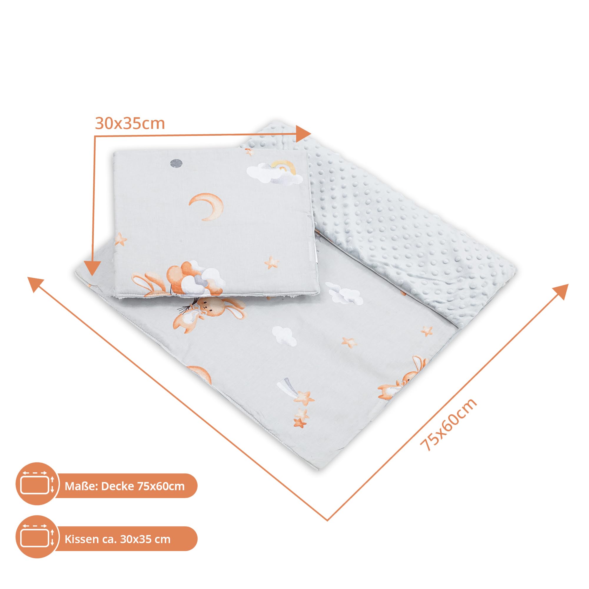 Copertina neonato ospedale invernale con tessuto felpato 75x60 cm + cuscino 35x30 cm - piccola coperta neonata per passeggino o culla per bambini e morbido copertini neonati per bambino bambina Cotone
