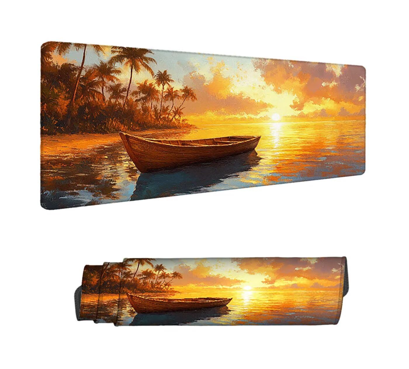 Podkładka pod mysz do gier łódź podkładka pod mysz XXL 1200 x 400 mm podkładka pod mysz biurowa szyta wodoodporna antypoślizgowa, podkładka pod mysz jezioro do gier, biura, wystroju domu, szybciej