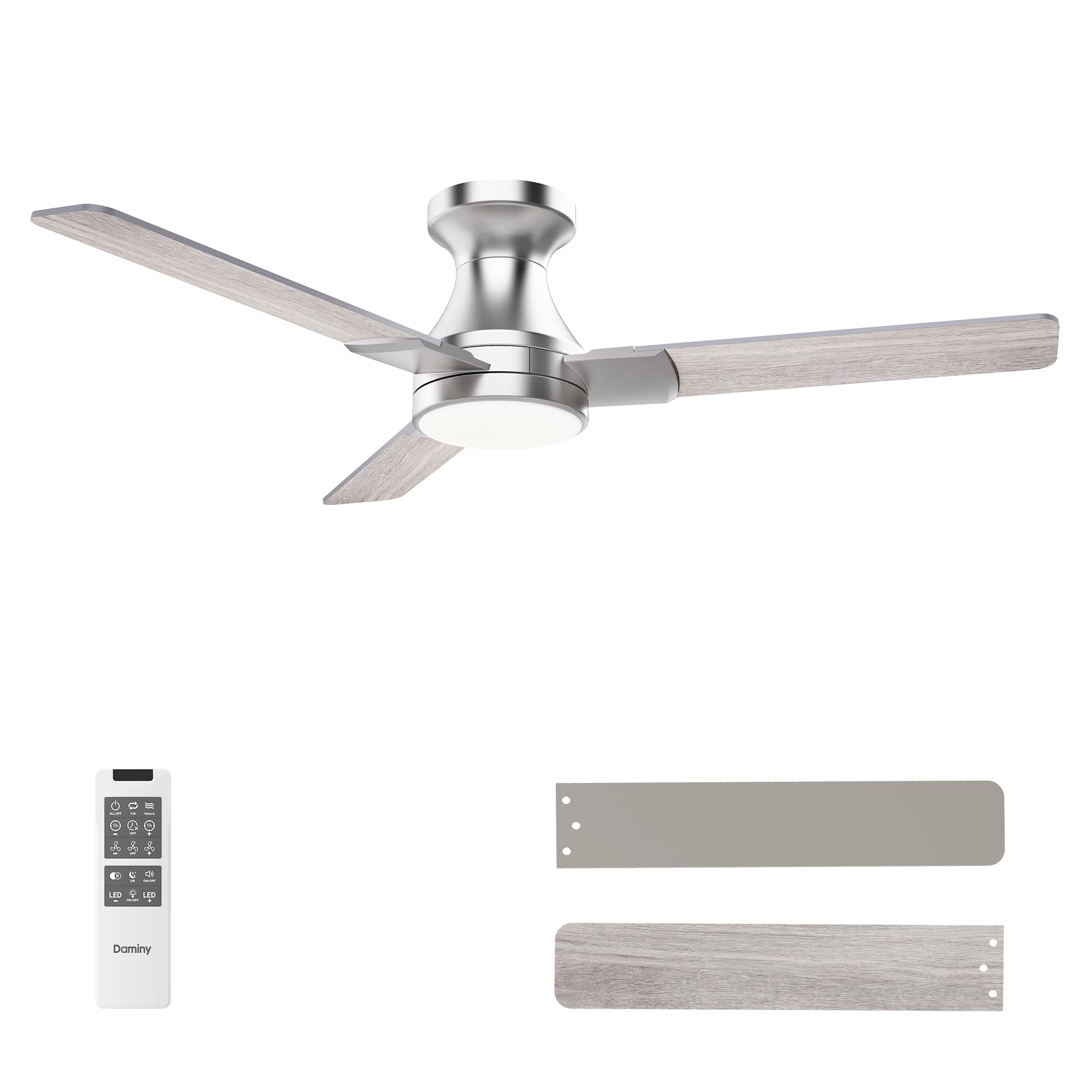 DAMINY 42 Inch Nickel Ceiling Fans with Lights and Remote