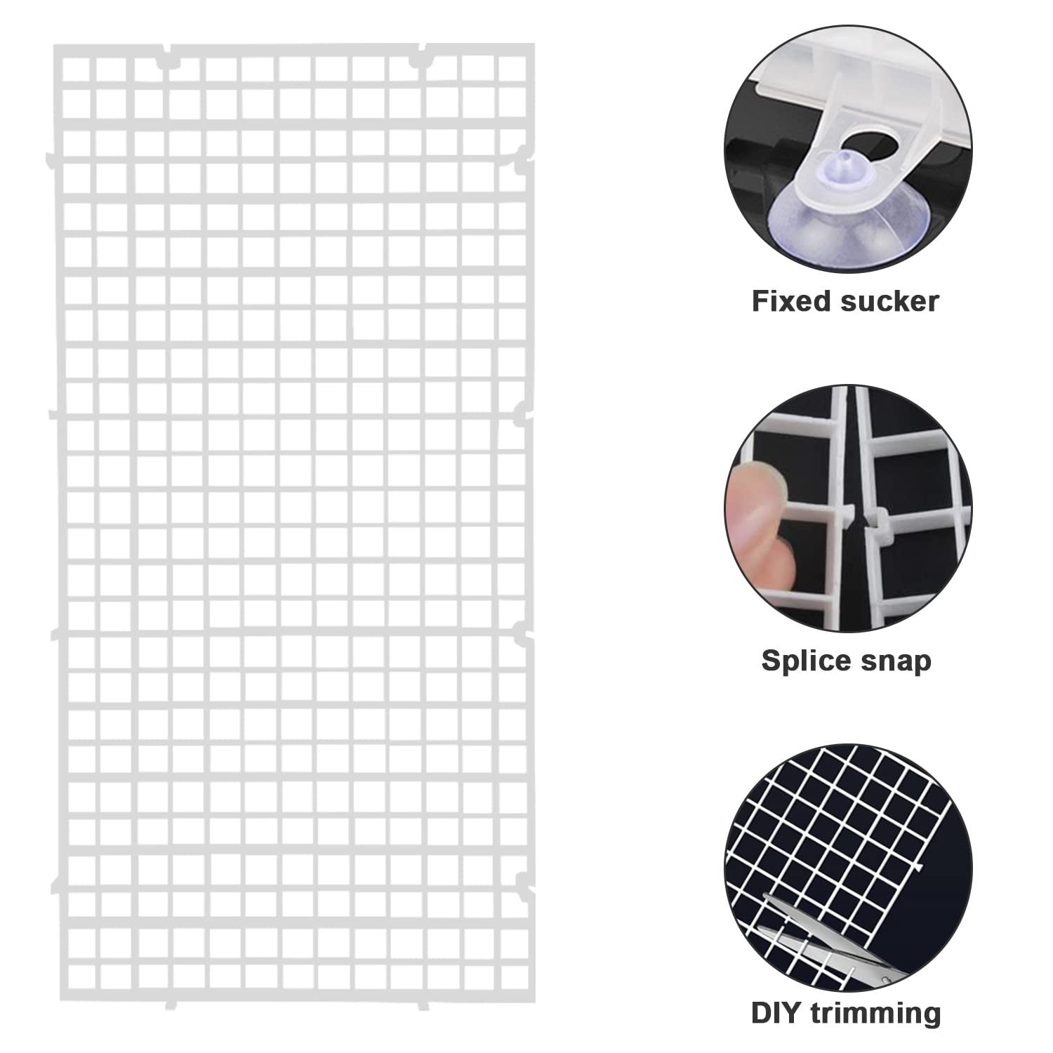 8 Pcs Divisor de Acuario Separador de Acuario Divisores de Pecera Separador de Tanque de Peces Rejilla de Plástico con 8PCS Clips de Ventosas para Mantener a Los Diferentes Peces de La Pelea
