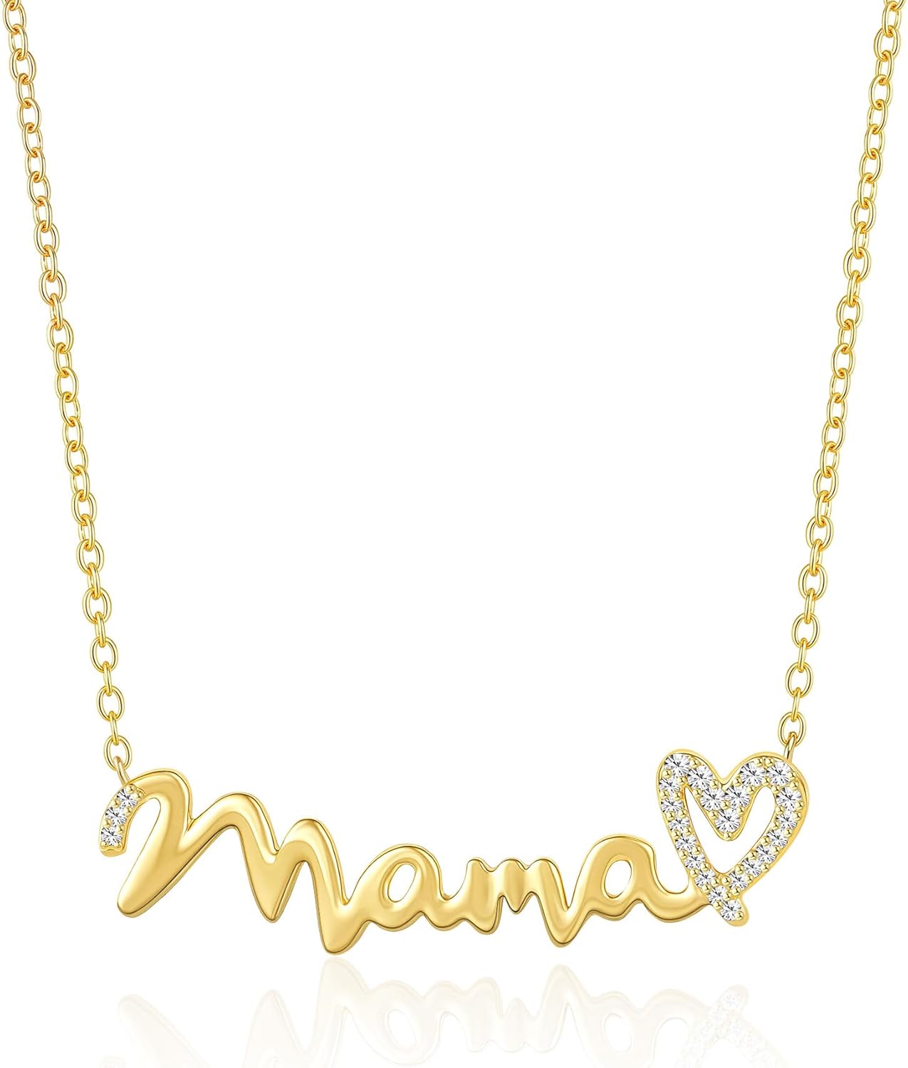 Lourny Mama Pendant Necklaces for Women, Dainty 18K Gold Plated Mom Necklace