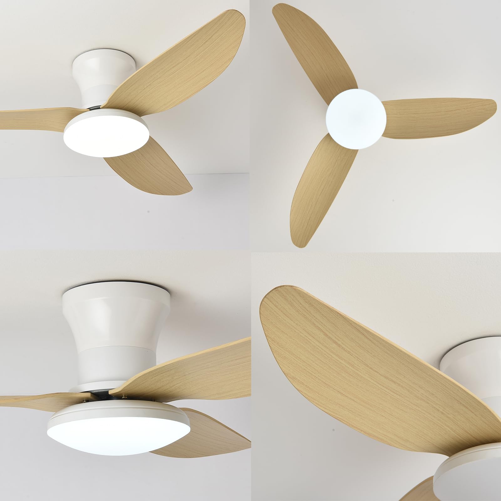 Deckenventilator mit Beleuchtung und Fernbedienung APP-Kontrolle 30W LED Dimmbar 3 Farbtemperatur 107cm 3 Flügel 6 Geschwindigkeiten Timer