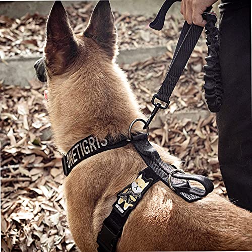 OneTigris No-Pull Hundegeschirr Goliath Geschirr mit Griff Taktisches Einstellbar Geschirr für Hunde Welpen Jagd Wandern Trainierung Spaziergang Outdoor-Aktivitäten (Schwarz, M)