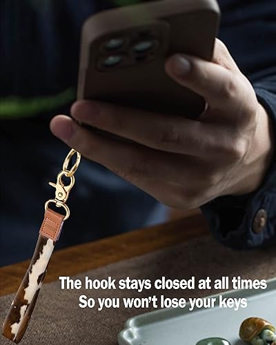 Miniatura 2 de Llavero con cordón de muñeca de moda con cierre de metal para mujer, lindo llavero duradero para automóvil, correa de mano, cartera
