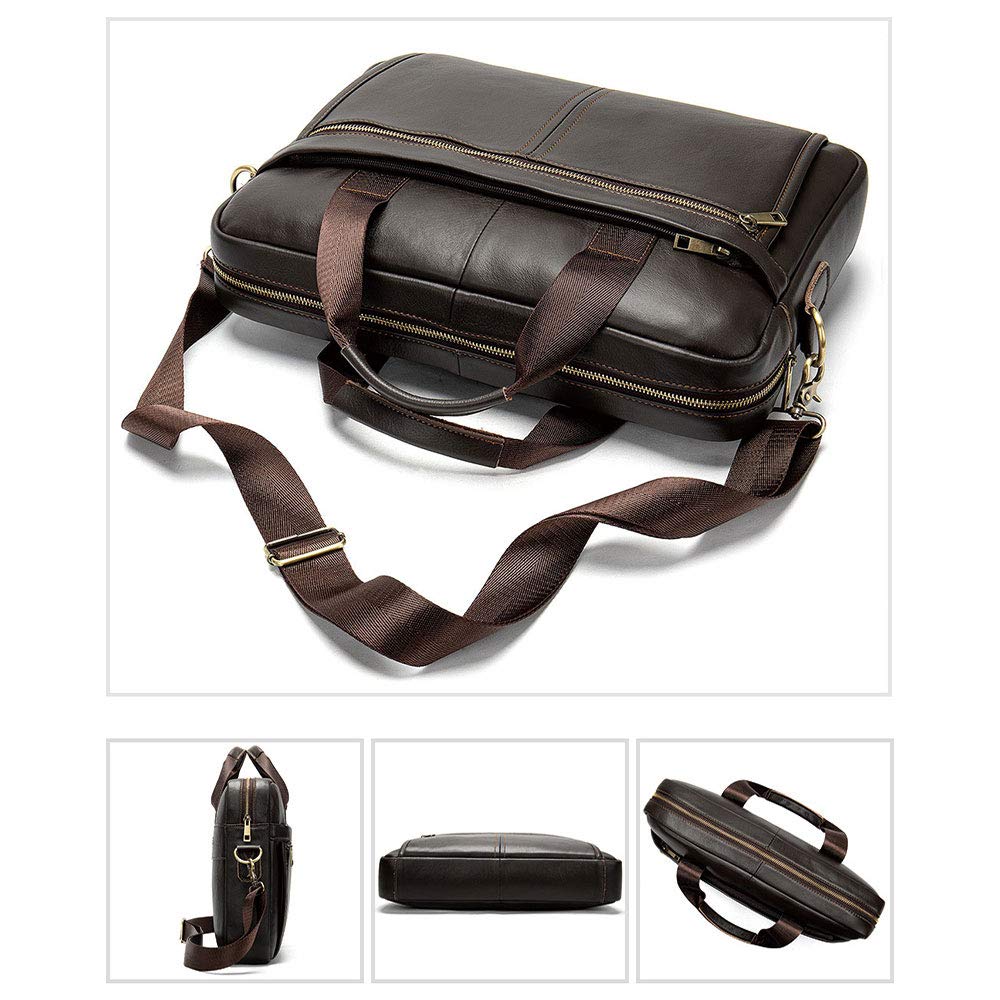 BAIGIO Maletín de Cuero Genuino Vintage, Bolso Hombre Bandolera Maletines Mensajero de Auténtica Piel Hombre para Portatil hasta 13,3 Pulgadas para Negocios,Oficina,Trabajo,Viajes