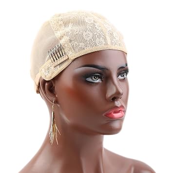 Bella Hair Doule Lace Wig Cap for Making Wigs with Adjustable Straps and Combs Beige Large Size