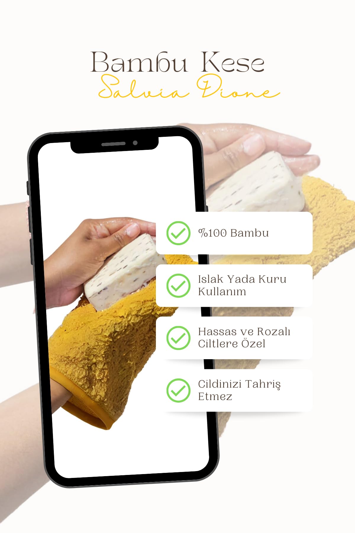 Bambu Kese Banyo Lifi Peeling Vücut Scrub Derin Temizlik Spa Masaj Doğal Bakım Yüz Kese Sarı (Hardal)
