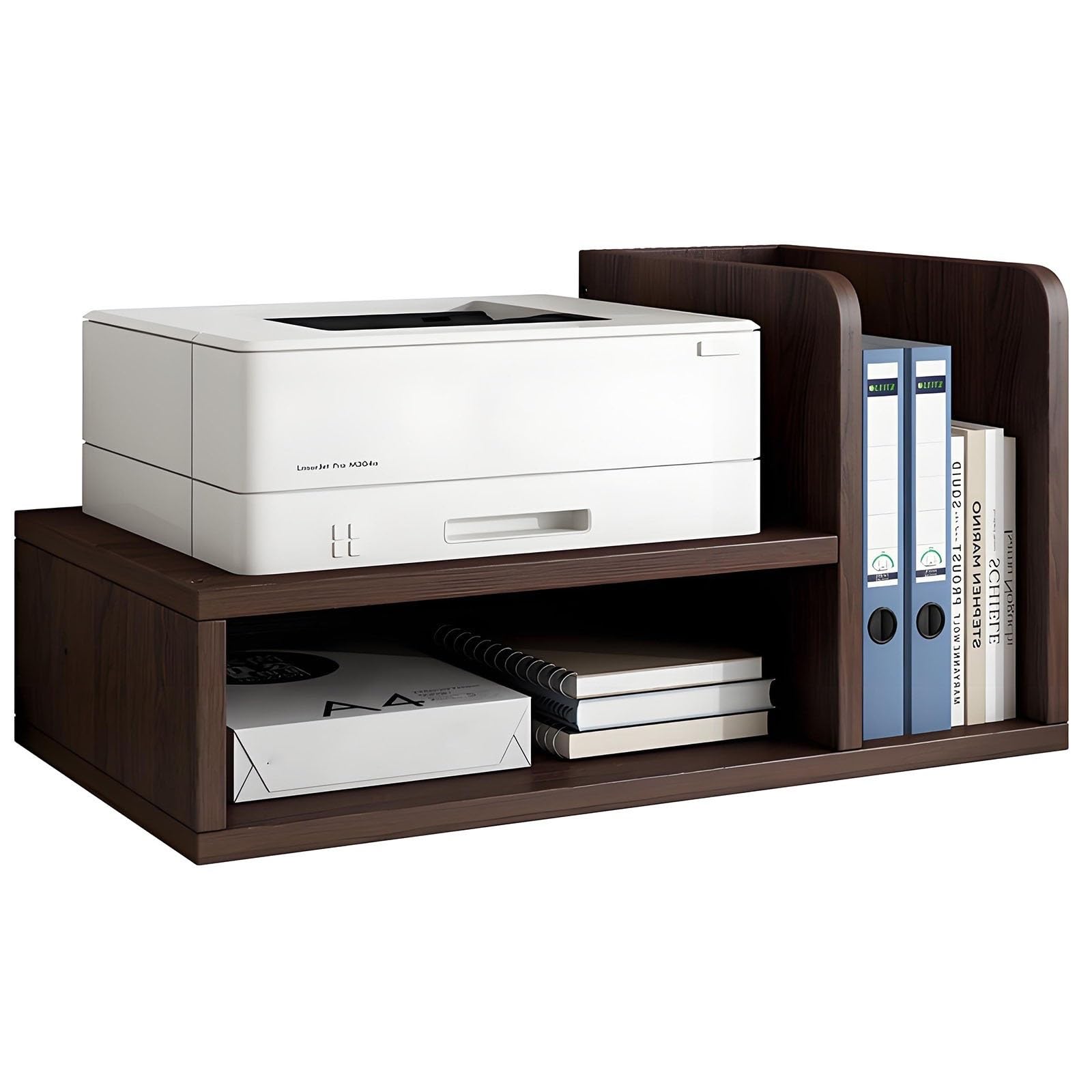 Mesa Impresora compacta para Espacios reducidos, Soporte para Impresora de Escritorio con estantería, Mueble Impresora a 2 Niveles para Oficina o casa, Mesa para Impresora(Brown)