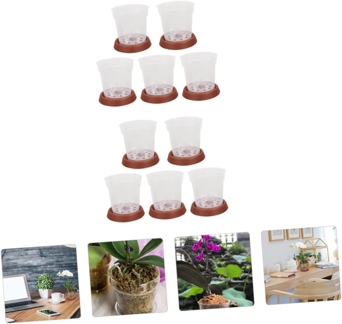 POPETPOP 10pcs Plant Nursery Pots Saucers Pp Resin Containers for Gardening Lightweight and Nursery Cups for Plant Transplantation