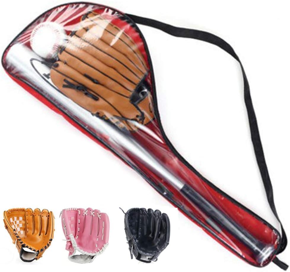 Zestaw Piłek Baseballowych Kij Baseballowy + Piłka Baseballowa + Rękawice Baseballowe 25-calowy Kij Baseballowy Ze Stopu Aluminium 10,5-calowe Rękawice Baseballowe Z Pvc, Brown, One Size