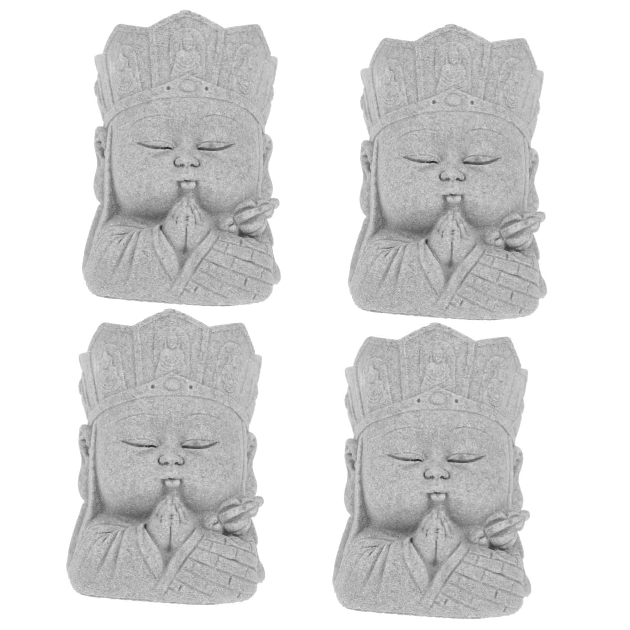 Sosoport 4piezas Estatua De Buda De Arenisca para Acuarios Decoración Creativa De Peceras y Terrarios Figura Religiosa para Paisajismo Acuático Adorno De Escritorio y Estante