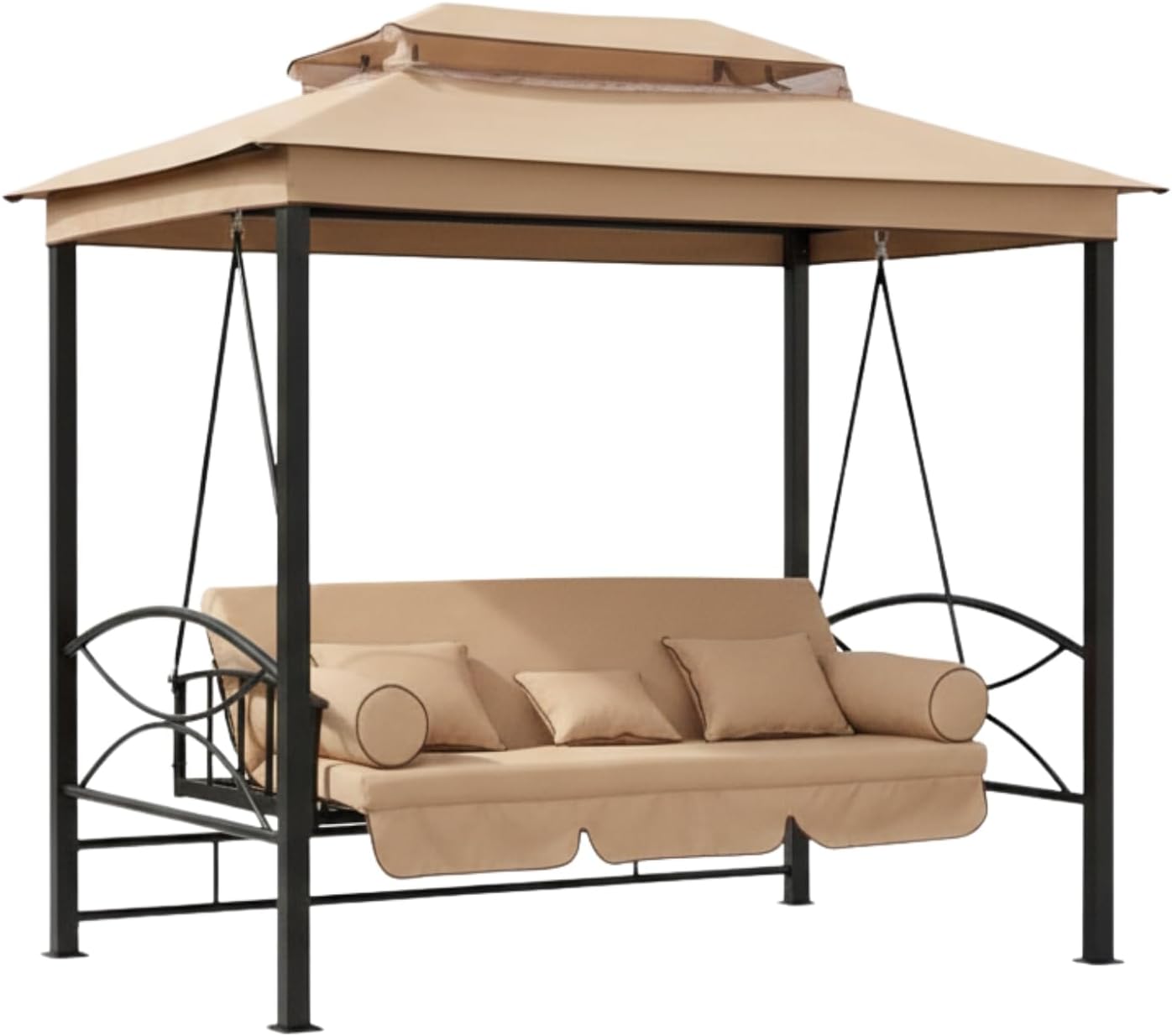 Garden Winds Reinforced RipLock 350 Replacement Canopy Top Cover Compatible with Debora Gazebo Swing Model 01-0884 - Beige