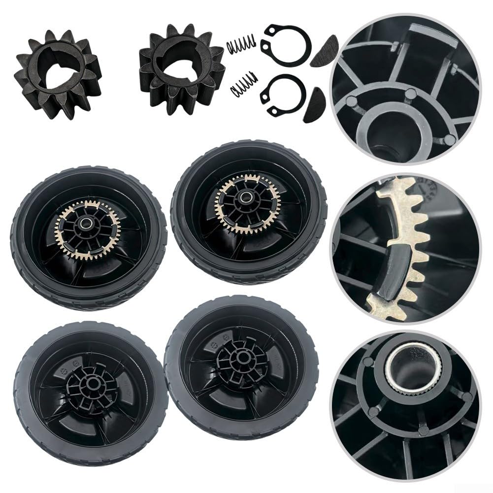 Ruedas para cortacésped de 8 pulgadas y kit de engranajes de transmisión, para Honda HRN216 VKA VYA, piezas de repuesto, con engranajes de 12 dientes, para modelos 44710-VR8-N00ZA (4 piezas