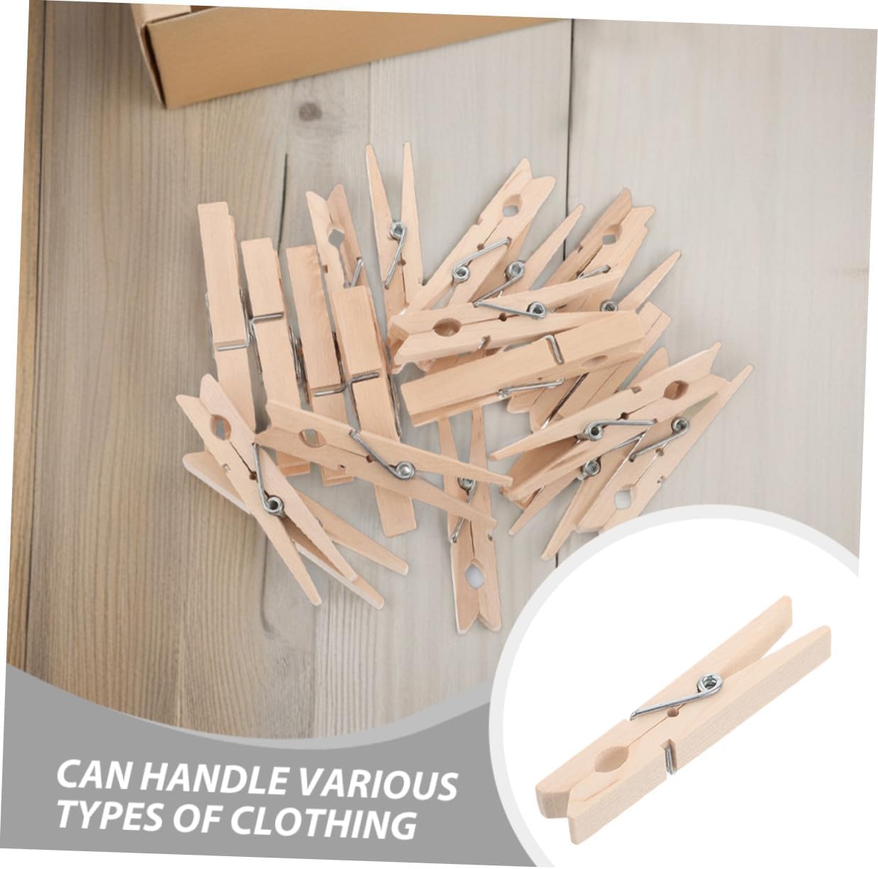150pcs Multi-Function Wooden Clothespins Windproof Clothes Pegs Mini Laundry Clips for Drying Pants and Hanging Photos, Strong Grip Natural Wood Pins for Home Organization