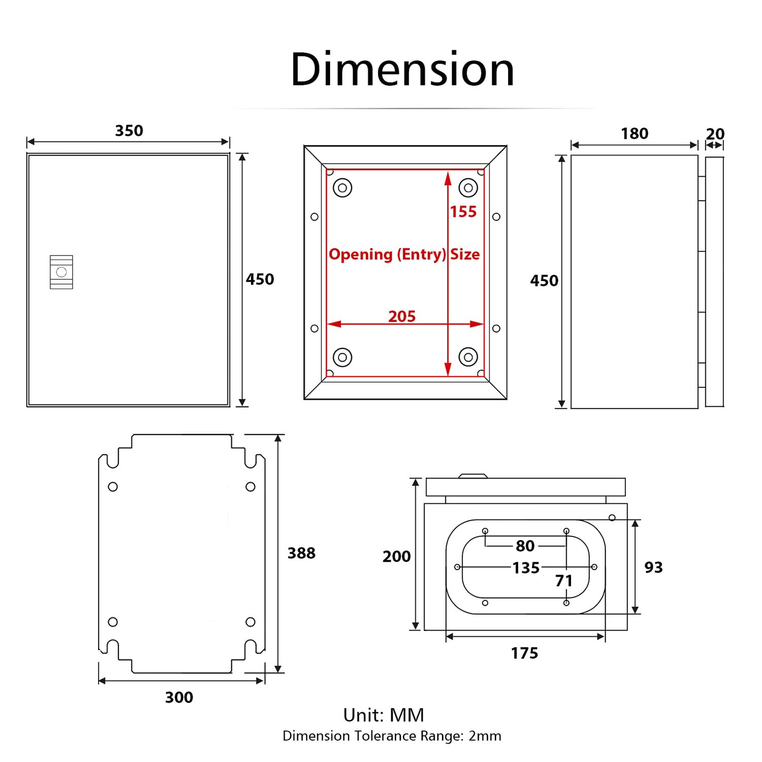 QILIPSU Metal Electrical Box IP65 Waterproof Steel Project Enclosure Lockable Weatherproof Electric Junction Box for Indoor & Outdoor Use 18"x14"x8"
