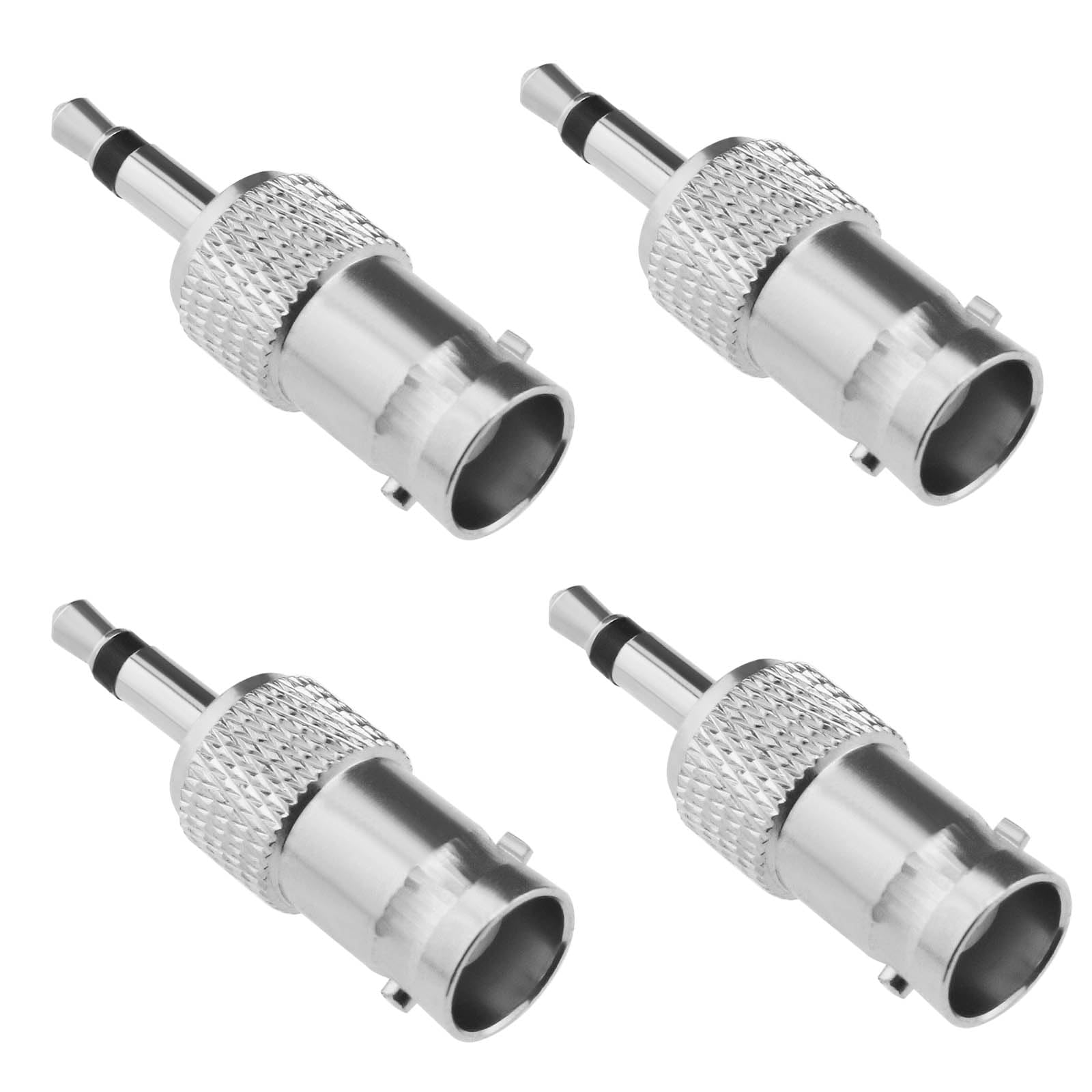 4PCS 3.5mm Mono to BNC Adapter BNC Female Jack to 3.5mm TS Male Plug Nickel-plated for CCTV Surveillance Cameras Wireless Antennas